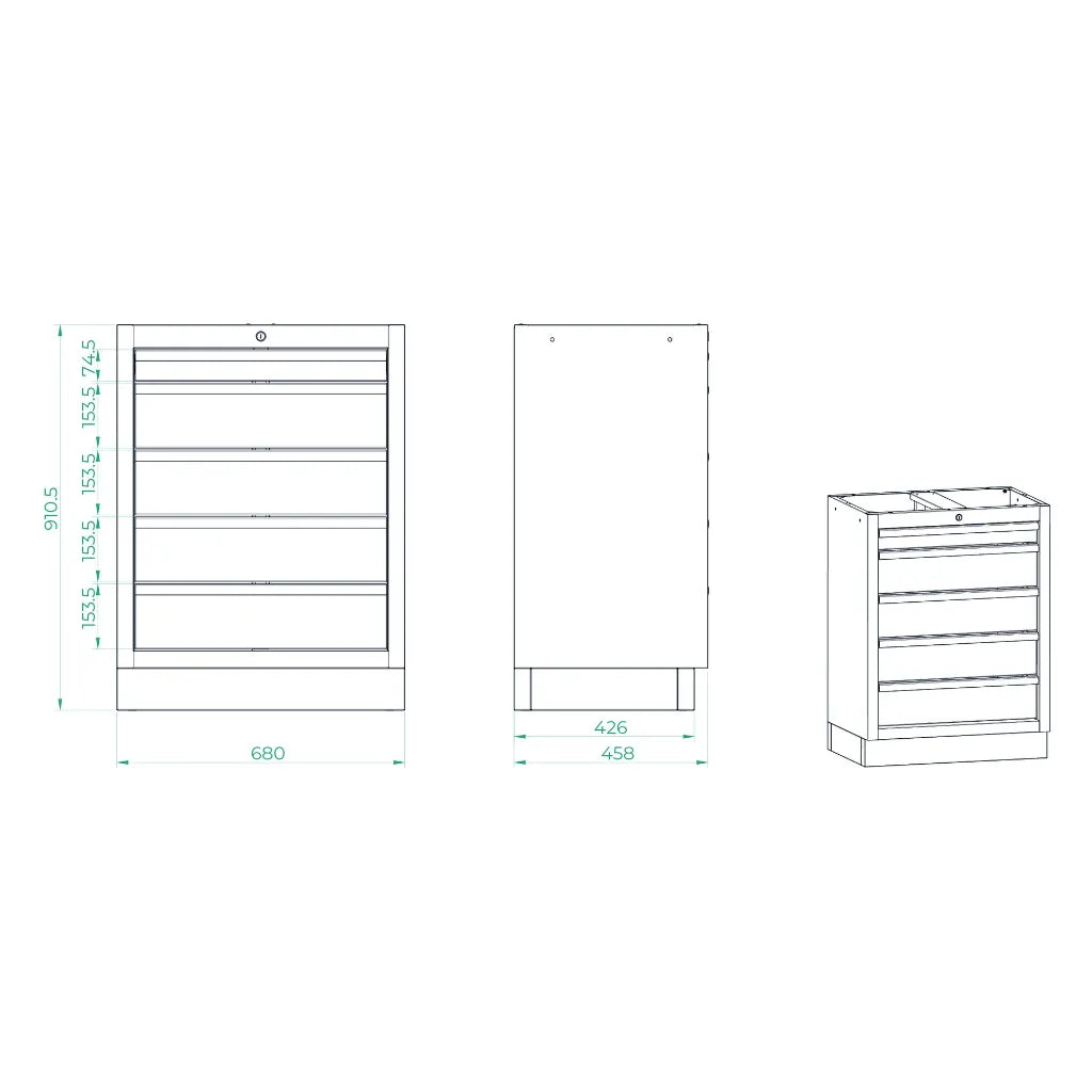 Bullram Schubladenschrank 5 Schubladen STARX - GC68L5