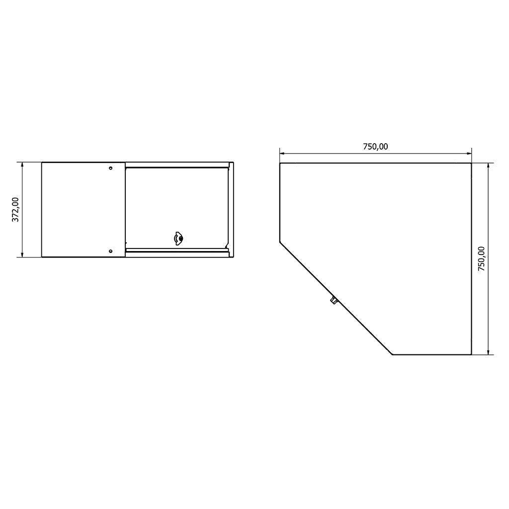 TOOLBOX4YOU Eckwandschrank 1 Tür Expert BG75WC - Vormontiert, Freistehend, 1,2mm dickes Blech - Tools.de TP Profishop GmbH