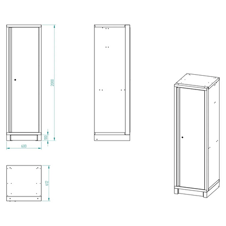 Bullram 1-türiger Standschrank STARX DEEP extra tief - GC60E1