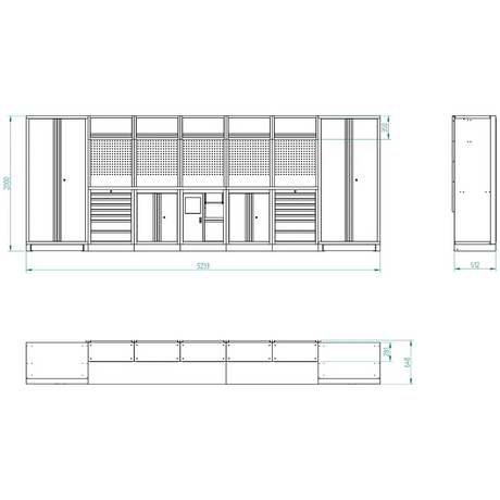 Bullram Werkstattmodul I STARX DEEP mit 620 mm Arbeitsplatten - GCMODIE
