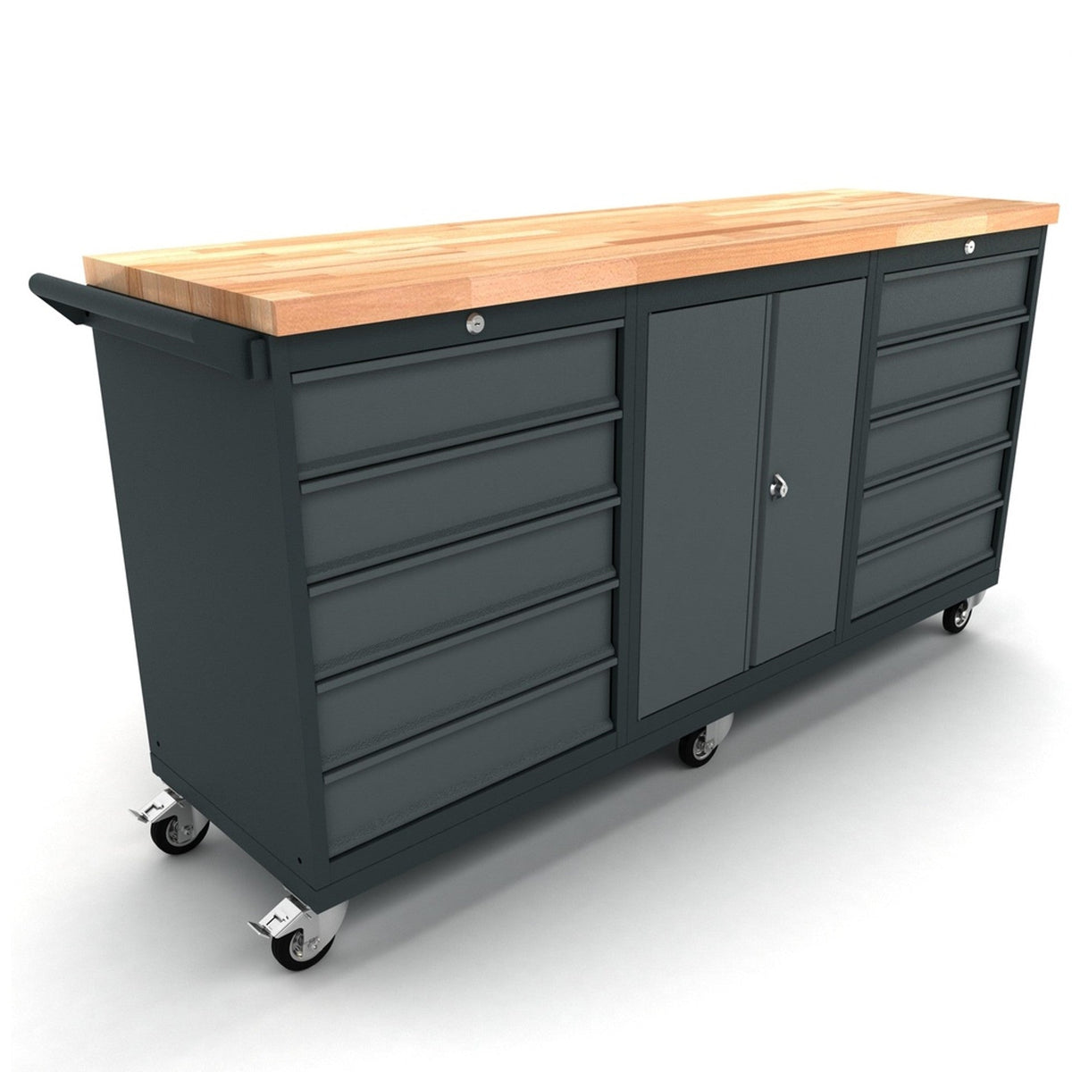 Mobile Werkbank mit 10 Schubladen und Türschrank - WBG186M25