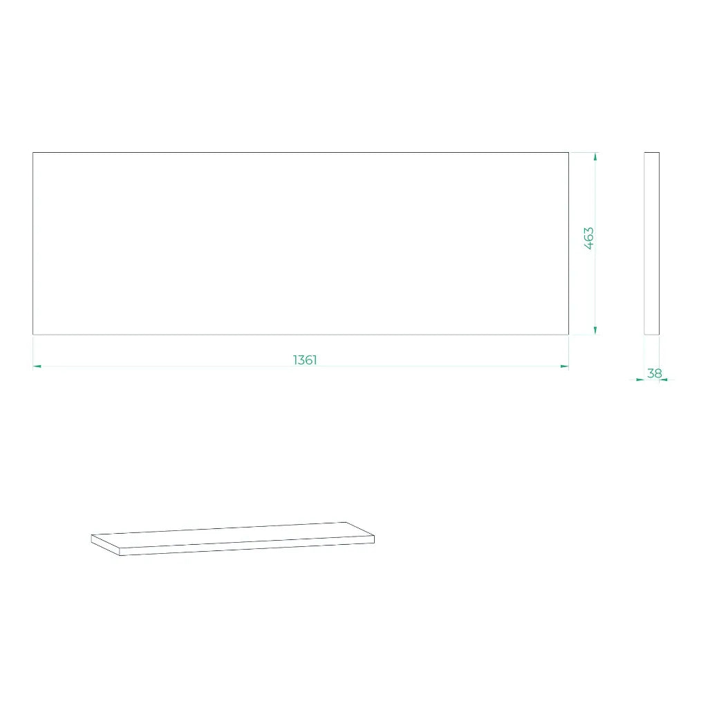 Bullram Arbeitsplatte Massivholz 1361 × 463 × 38 mm - GC13RT
