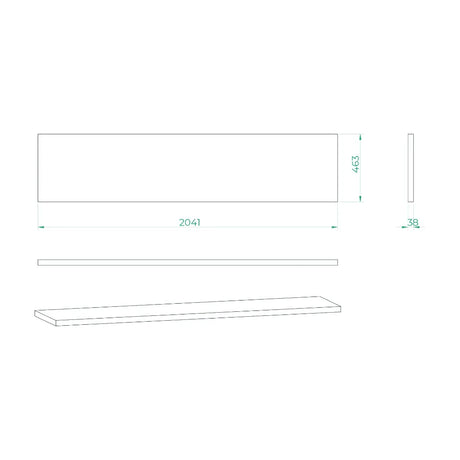 Bullram Arbeitsplatte Massivholz 2041 × 463 × 38 mm - GC20RT