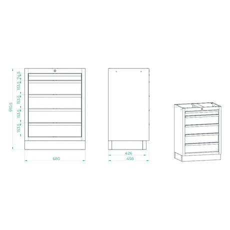 Bullram Schubladenschrank 5 Schubladen STARX - GC68L5