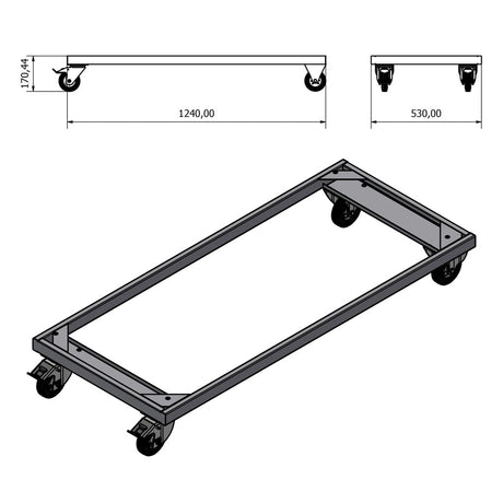 Bullram Rahmen für mobile Werkbank 124 cm (doppelt) EXPERT - WBG124M
